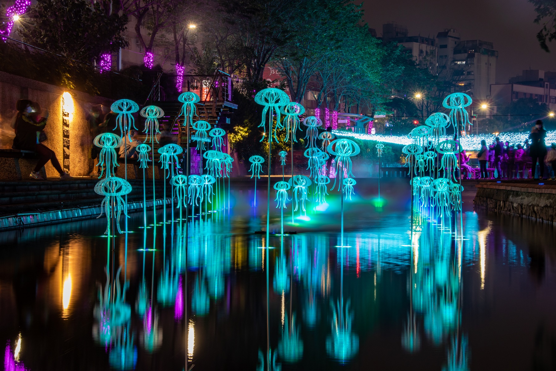 鯨彩中港光雕展宛如置身海底夢境