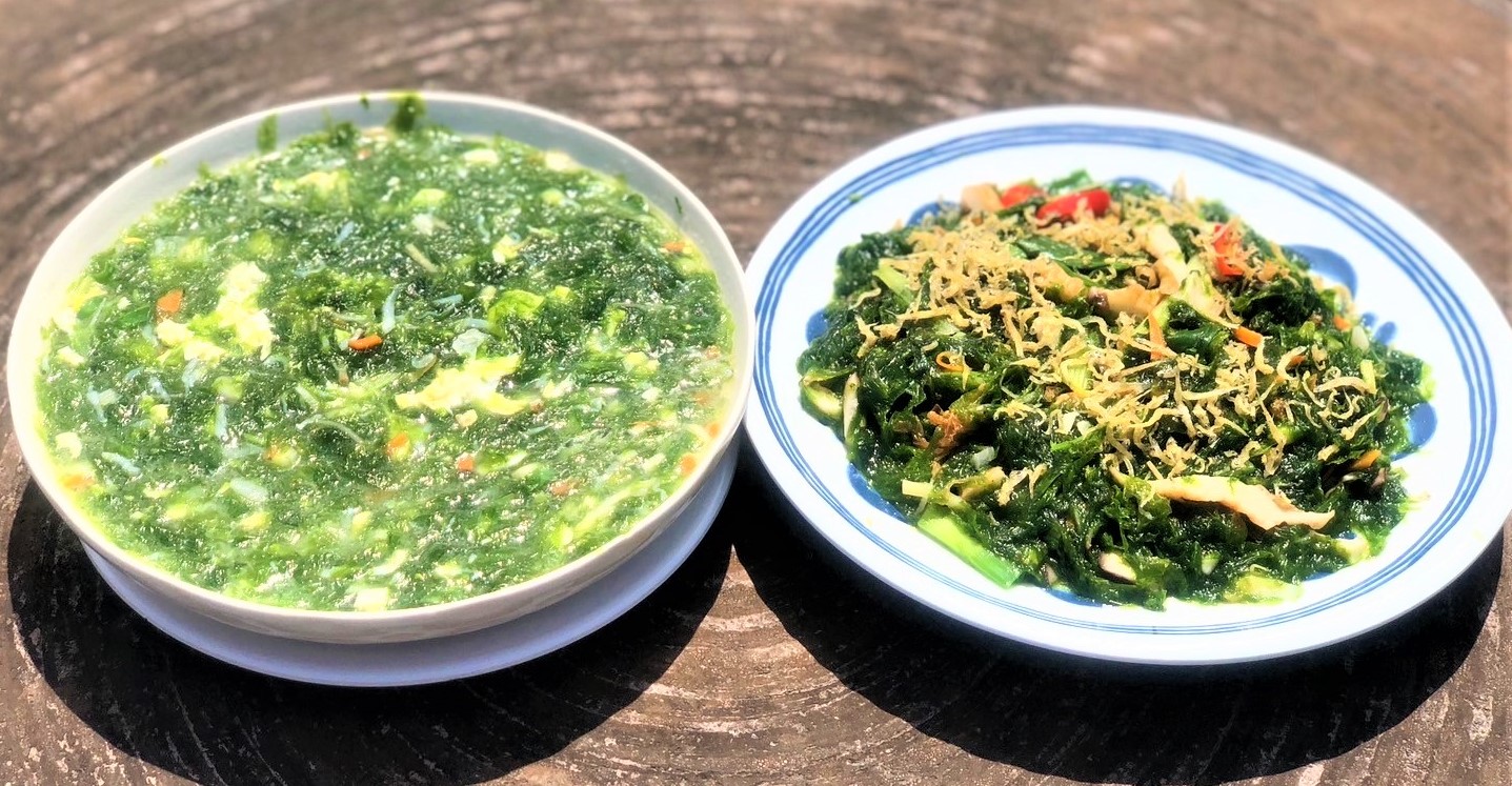 「魩仔青海菜蛋花湯」和「鮮炒青海菜」，東北角漁村獨特藻類料理私房菜